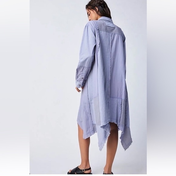 Free People Remade Asymetrical Cotton Shirt Dress Oversized S NEW $228 - Picture 3 of 8